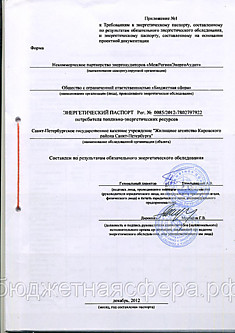 Паспорт энергоэффективности многоквартирного дома